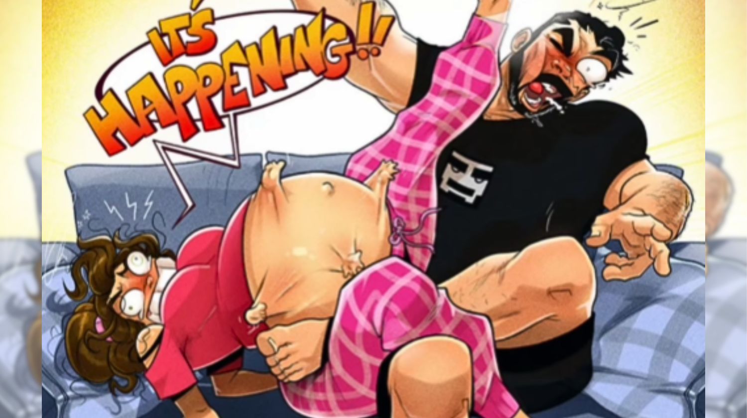 Komična ilustracija pokreti bebe u stomaku