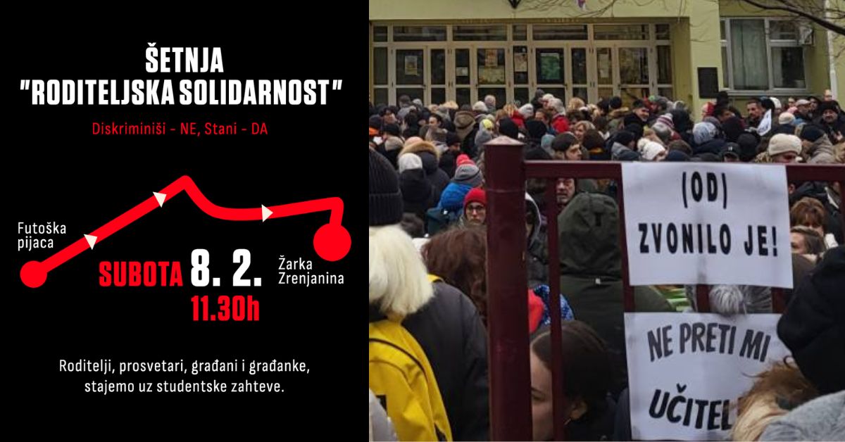 Mapa šetnje i fotografija roditelja na protestu