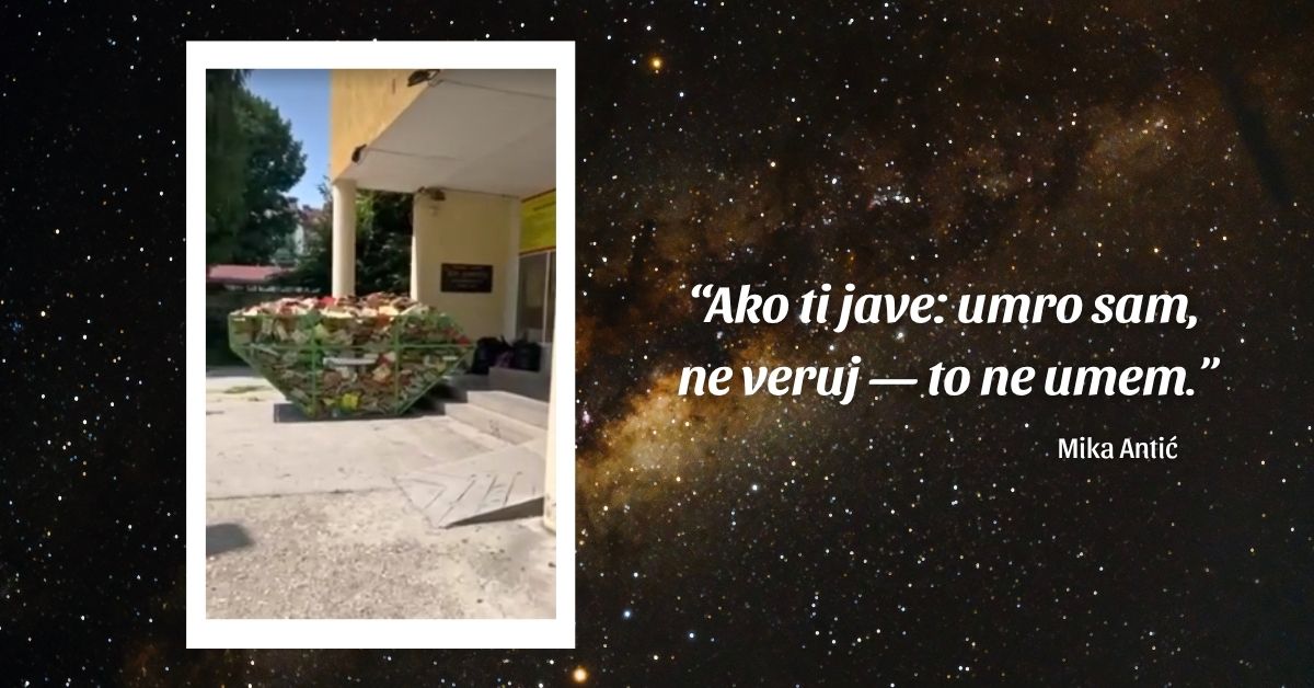 Kontejner sa knjigama i stihovi Mike Antića